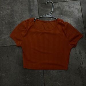 SHEIN Vibrant Orange Ribbed Crop Top